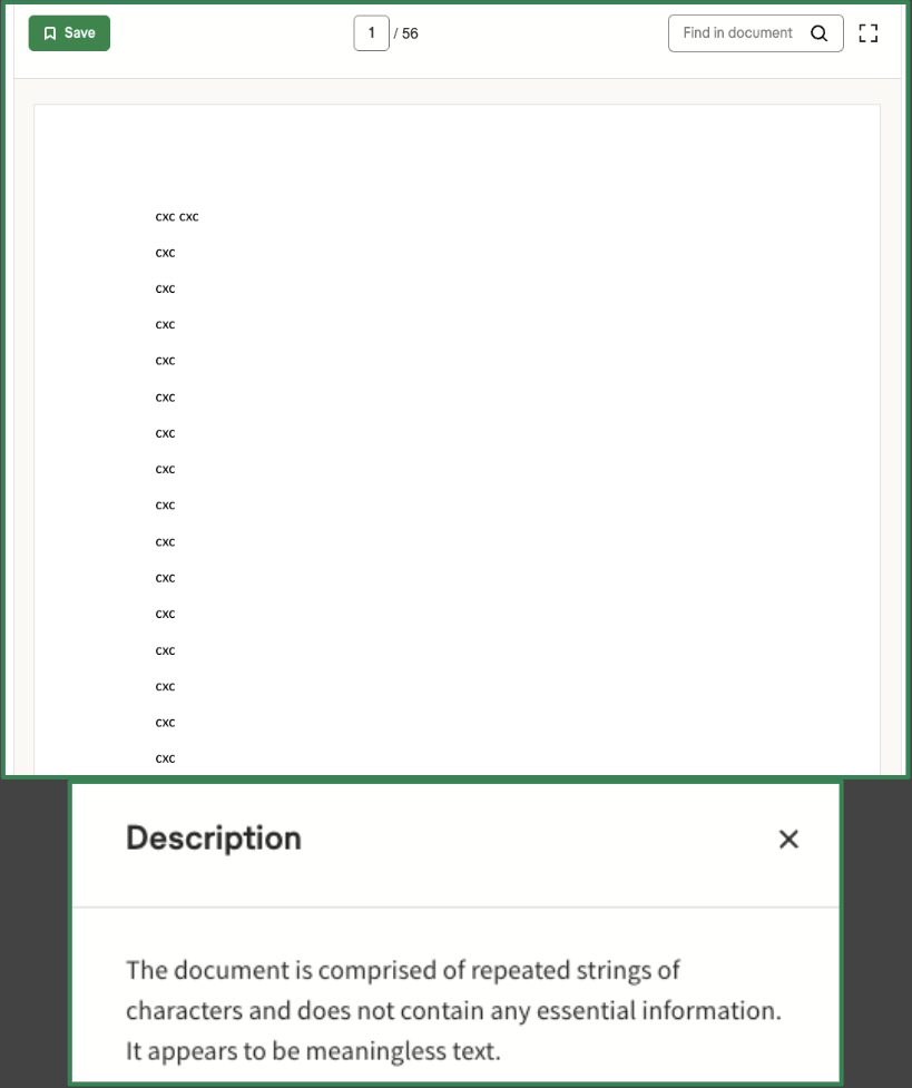 Figure 4. Example of a document with meaningless, repetitive content (top).